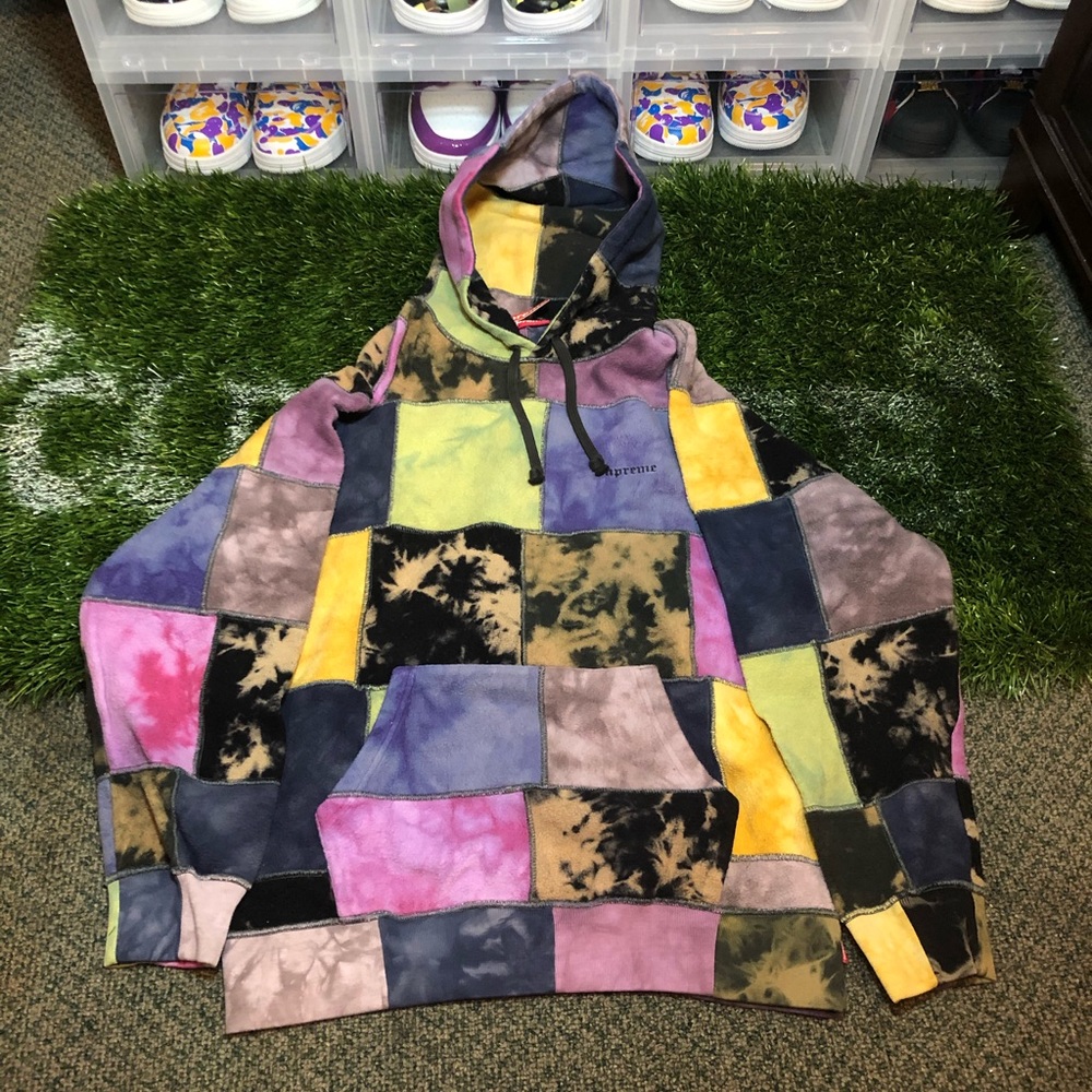 Supreme Patchwork Tie Dye Hooded Sweatshirt